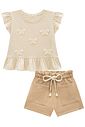 Conjunto de bata em meia malha com shorts em moletom sem pelúcia 94665 Infanti Infantil Menina Conjunto de bata em meia malha com shorts em moletom sem pelúcia 94665 Infanti Infantil Menina