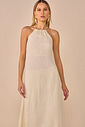 Vestido maxi midi em blend de linho com efeito levemente plissado. Acompanha saia forro 95618 Linzzi Vestido maxi midi em blend de linho com efeito levemente plissado. Acompanha saia forro 95618 Linzzi