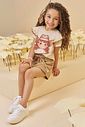 Conjunto de blusa em meia malha e short saia em molevisco 95016 Kukiê Infantil Menina
