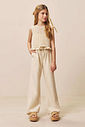 Calça wide leg em linho com elastano 97543 Vic Teen Menina Calça wide leg em linho com elastano 97543 Vic Teen Menina