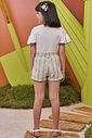 Conjunto de blusa em meia malha e shorts em linho bordado listras 98273 Kukiê Infantil Menina
