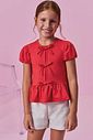 Conjunto de bata em cotton e shorts em linho gold 99201 Kukiê Infantil Menina