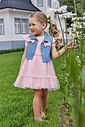 Conjunto de vestido em canelado liz e tule com elastano e colete em jeans 97252 Infanti Infantil Menina