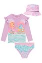 Conjunto de blusa, calcinha e bucket em malha com proteção UV50+ 99347 Kukiê Infantil Menina