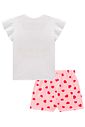 Conjunto de pijama de blusa em meia malha e shorts em malha comfy 99705 Kukiê Infantil Menina