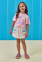 Conjunto de blusa em meia malha e shorts em moletom sem pelúcia 96686 Kukiê Infantil Menina