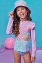Conjunto de blusa, calcinha e bucket em malha com proteção UV50+ 99347 Kukiê Infantil Menina