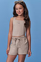 Conjunto de regata e shorts em sarja com elastano 98507 Vic Teen Menina Conjunto de regata e shorts em sarja com elastano 98507 Vic Teen Menina