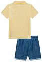 Conjunto de camisa polo em piquet com elastano e bermuda em jeans benício com elastano 98233 LucBoo Infantil Menino Conjunto de camisa polo em piquet com elastano e bermuda em jeans benício com elastano 98233 LucBoo Infantil Menino