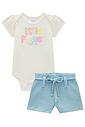 Conjunto de body em cotton e shorts em malha big waffle 98388 Kukiê Bebê Menina