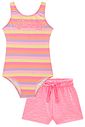 Conjunto de maiô em malha UV dry com proteção UV 50+ com shorts em malha atoalhada 96220 Infanti Infantil Menina Conjunto de maiô em malha UV dry com proteção UV 50+ com shorts em malha atoalhada 96220 Infanti Infantil Menina