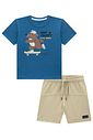 Conjunto de camiseta em meia malha e bermuda em cotton jeans com elastano 95429 Johnny Fox Teen Menino Conjunto de camiseta em meia malha e bermuda em cotton jeans com elastano 95429 Johnny Fox Teen Menino