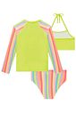 Trio de blusa e biquíni em malha UV dry com proteção UV 50+ 99177 Infanti Infantil Menina