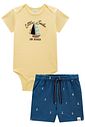 Conjunto de body em ribana 1x1 e bermuda em malha denim com elastano 98228 LucBoo Bebê Menino