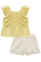 Conjunto de bata em blend de linho bordado com shorts em sarja com elastano 98107 Infanti Infantil Menina Conjunto de bata em blend de linho bordado com shorts em sarja com elastano 98107 Infanti Infantil Menina
