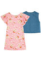Vestido em molecotton e colete em jeans 95942 Kukiê Infantil Menina