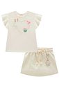 Conjunto de blusa em meia malha e short saia em moletom sem pelúcia 99586 Kukiê Infantil Menina Conjunto de blusa em meia malha e short saia em moletom sem pelúcia 99586 Kukiê Infantil Menina