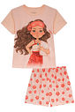 Conjunto de pijama de blusa em meia malha e shorts em malha fresh 94276 Kukiê Infantil Menina Conjunto de pijama de blusa em meia malha e shorts em malha fresh 94276 Kukiê Infantil Menina