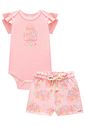 Conjunto de body em suedine e shorts em molecotton 98416 Kukiê Bebê Menina