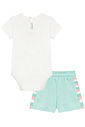 Conjunto de body em cotton e shorts em malha waffle 95349 Kukiê Bebê Menina