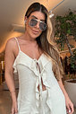 BLUSA ALONGADA COM LINHO MEL BLUSA ALONGADA COM LINHO MEL