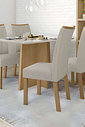 Mesa 4 Cadeiras Em MDF 120X80 Com Vidro Lopas Celebrare com Cadeira Apogeu Amendoa/Off White