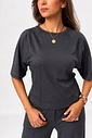 CONJUNTO BLUSA E CALÇA PANTALONA ALGODÃO PIMA - CHUMBO