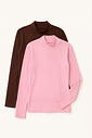 KIT BLUSA GOLA CANELADA MARROM & ROSA KIT BLUSA GOLA CANELADA MARROM & ROSA