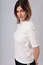 BLUSA MANGA CURTA CANELADA SARAH - Off White BLUSA MANGA CURTA CANELADA SARAH - Off White