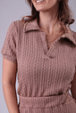 TWIN SET BLUSA POLO + CARDIGAN TRAMA NUDE
