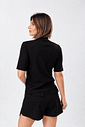 BLUSA MANGA CURTA CANELADA GOLA ALTA SARAH - PRETO