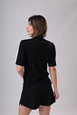 BLUSA MANGA CURTA CANELADA SARAH - Preto