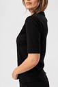 BLUSA MANGA CURTA CANELADA GOLA ALTA SARAH - PRETO