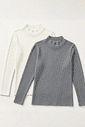KIT BLUSA CANELADA OFF & CINZA
