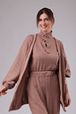 TWIN SET BLUSA POLO + CARDIGAN TRAMA NUDE