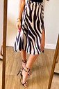 Saia Midi Animal Print Zebra Preta