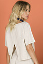 Blusa Cropped Linho Mangas Curtas CRU De Chelles BL0862BQ Blusa Cropped Linho Mangas Curtas CRU De Chelles BL0862BQ