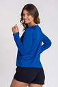 Camiseta Feminina UV Dry Manga Longa Raglan Azul Royal