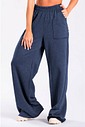 Calça Wide Leg Moletom Peluciada Mescla Marinho Calça Wide Leg Moletom Peluciada Mescla Marinho