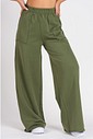 Calça Wide Leg Moletom Peluciada Verde Militar