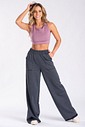 Calça Wide Leg Moletom Mescla Escuro Calça Wide Leg Moletom Mescla Escuro
