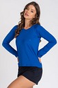 Camiseta Feminina UV Dry Manga Longa Raglan Azul Royal
