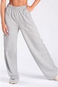 Calça Wide Leg Moletom Peluciada Mescla Calça Wide Leg Moletom Peluciada Mescla