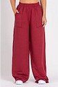Calça Wide Leg Moletom Peluciada Bordo