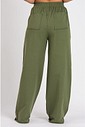 Calça Wide Leg Moletom Peluciada Verde Militar