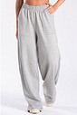 Calça Wide Leg Moletom Peluciada Mescla Calça Wide Leg Moletom Peluciada Mescla