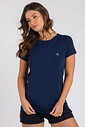 Camiseta Feminina UV Dry Manga Curta Raglan Marinho