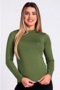 Camiseta Térmica Manga Longa Feminina Peluciada Verde Musgo