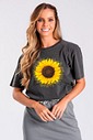 T-shirt Estonada Girassol Chumbo T-shirt Estonada Girassol Chumbo