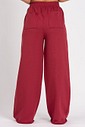 Calça Wide Leg Moletom Bordo